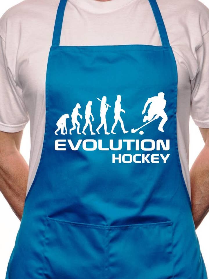 Tablier amusant pour barbecue Evolution Of Hockey pour la vente par Print4U