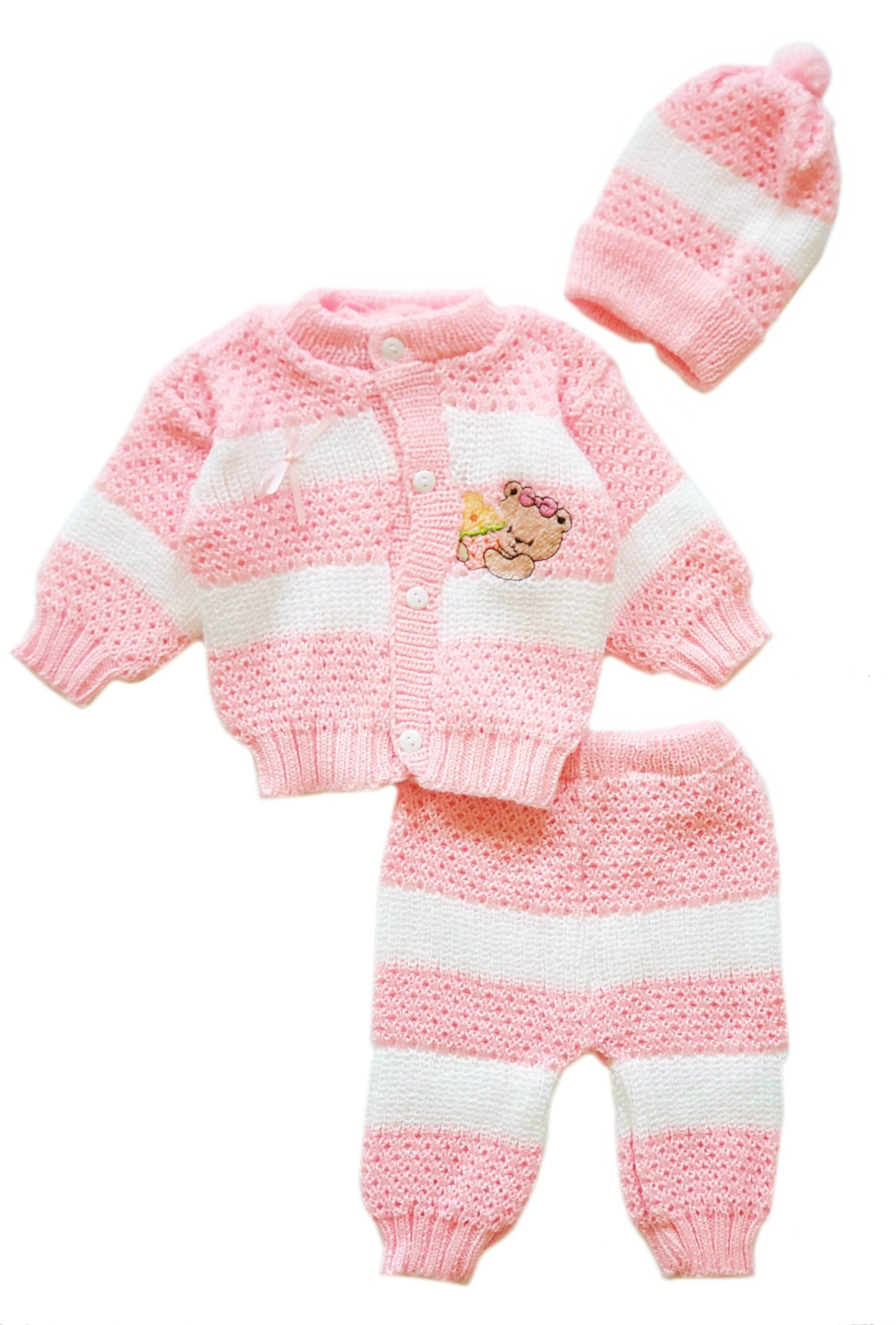 b-one inc - Wholesale Clothing Set - Baby - Wholesale Crochet Set Newborn Beanie Hat Sweater and Pants 3 PCs Outfit Set1