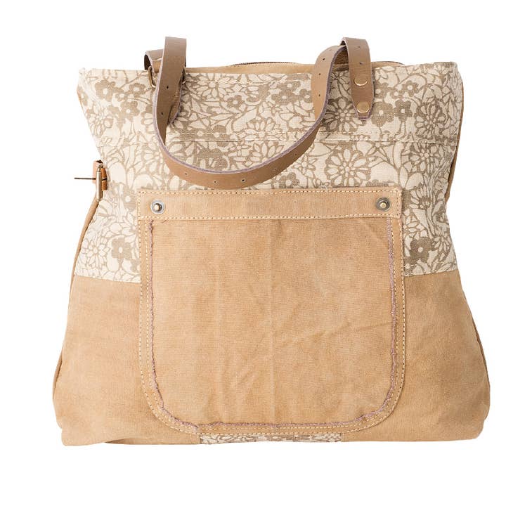 Sac fourre-tout à motif floral crème pour la vente par Benjamin International
