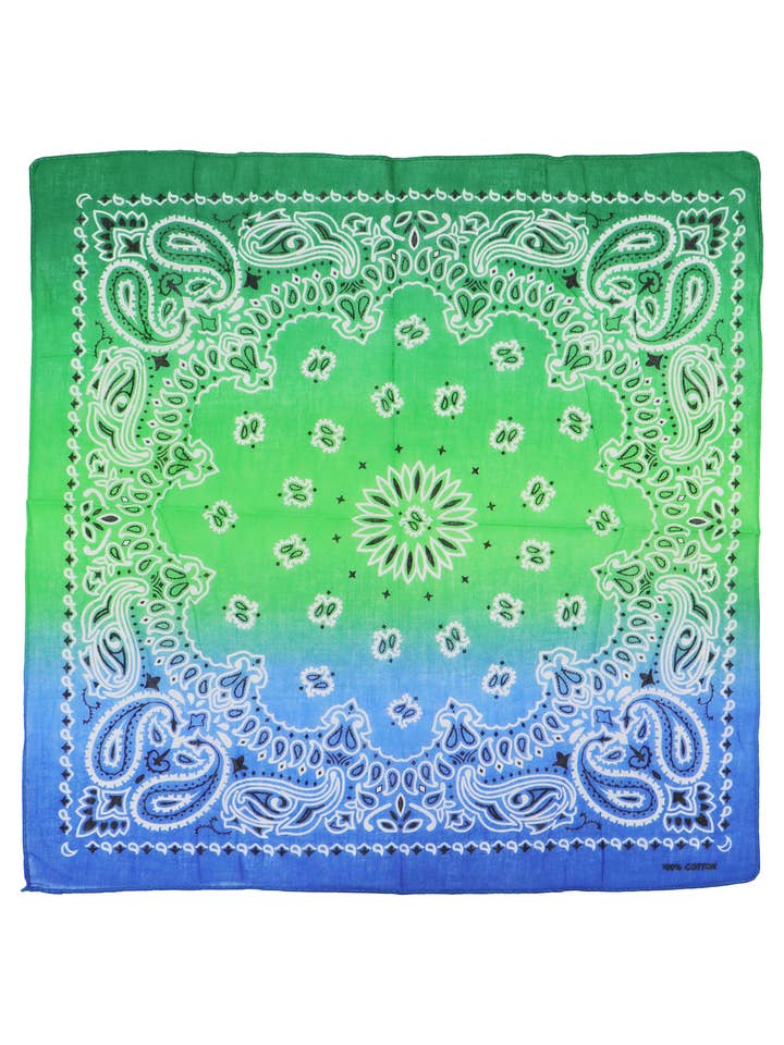 Paisley Vibrant Ombre Gradient Cotton Bandana for wholesale by Cap Zone