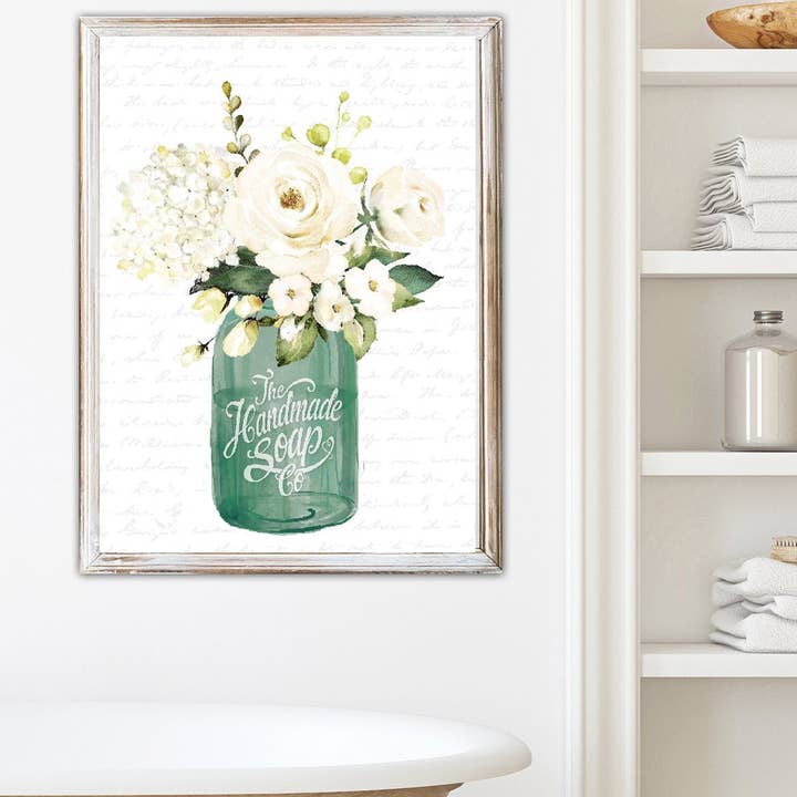 Emerald Green Mason Jar Floral The Handmade Soap Co for wholesale by Lettered & Lined
