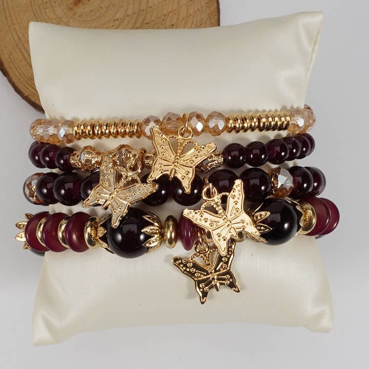 NINEXIS - Wholesale Jewelry Set - CWMM10456_BOHO LEAF CHARM MULTI LAYER BEADED BRACELET13