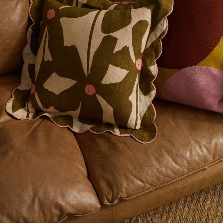 Mosey Me - Wholesale Throw/Decorative Pillow - Olive Poppy Cushion1