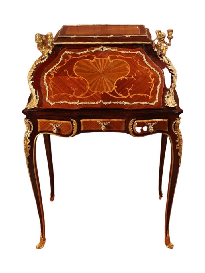 French Louis XV-Style Gilt Bronze Mahogany and Tulipwood Mounted Writing Desk for wholesale by MALuxury Furniture