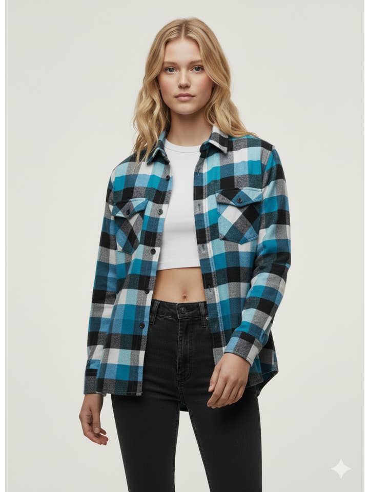 Flannel Long Sleeve Buffalo Plaid Shirt for wholesale on Faire1