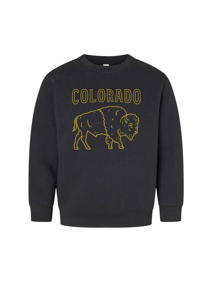 Maglia Girocollo per Bambini Collegiate Colorado Buffalo per la vendita all'ingrosso da parte di Buffalo Mountain Print + Supply