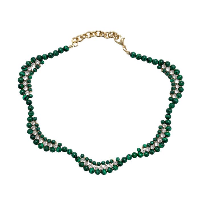 Halskette Wave Statement aus Malachit für den Großhandel von Artynkitsch