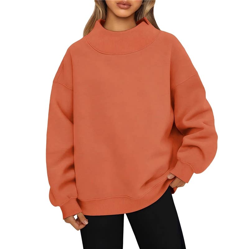 FurDecoration - Wholesale Sweatshirt - Women's - Solid Color High Neck Fleece Sweatshirt10