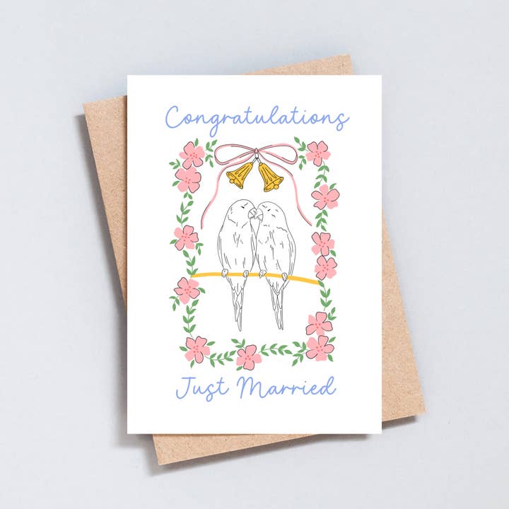 Gefeliciteerd Net Getrouwd Huwelijksfelicitatiekaart voor wholesale door The Type Club