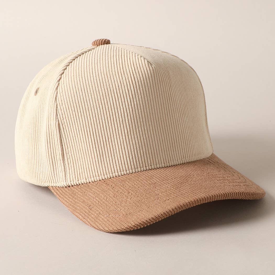 Fashion City - Wholesale Baseball Cap - Unisex - Plain Two Tone Corduroy 5 Panel Trucker Hat63