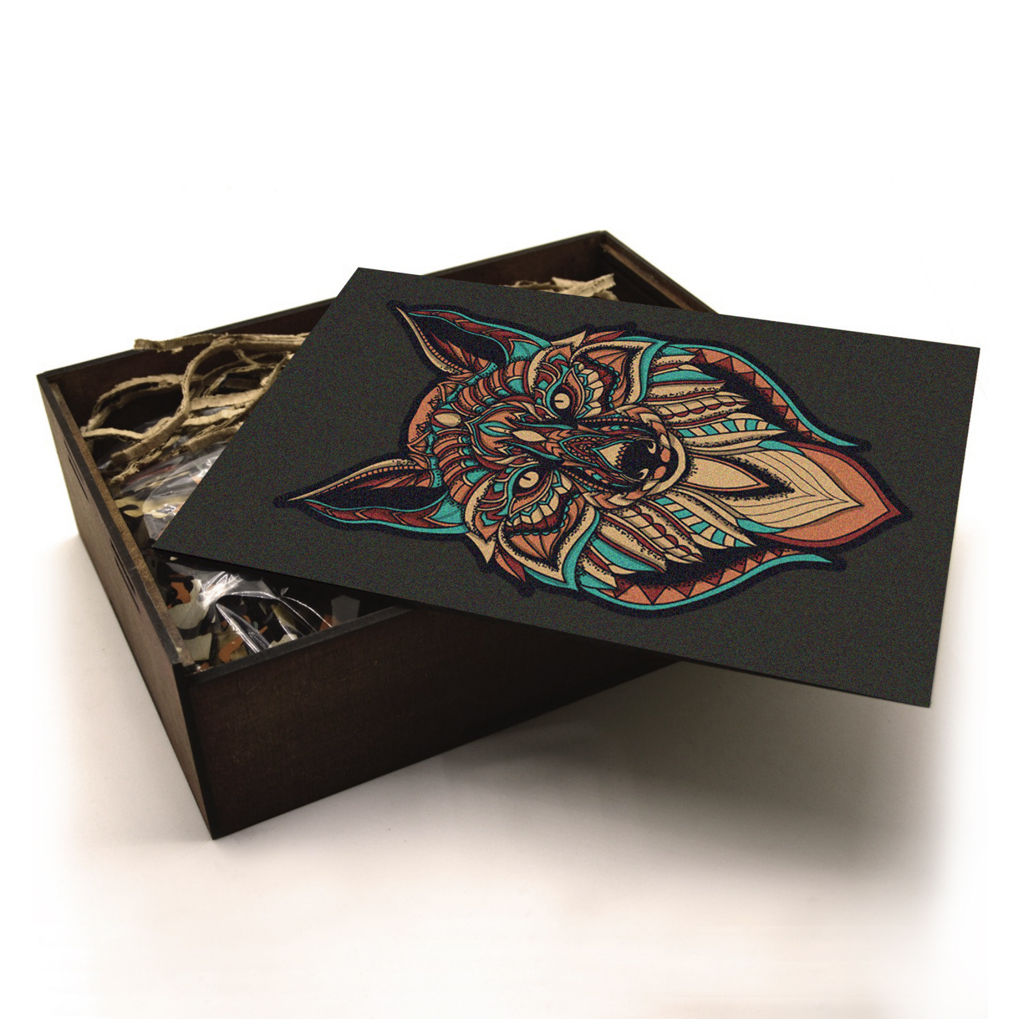 WAWW Artisanal Wooden Puzzles - Wholesale Puzzle - Adult - WOLF wooden jigsaw Puzzle | 23" Whimsies | Animal Totem2