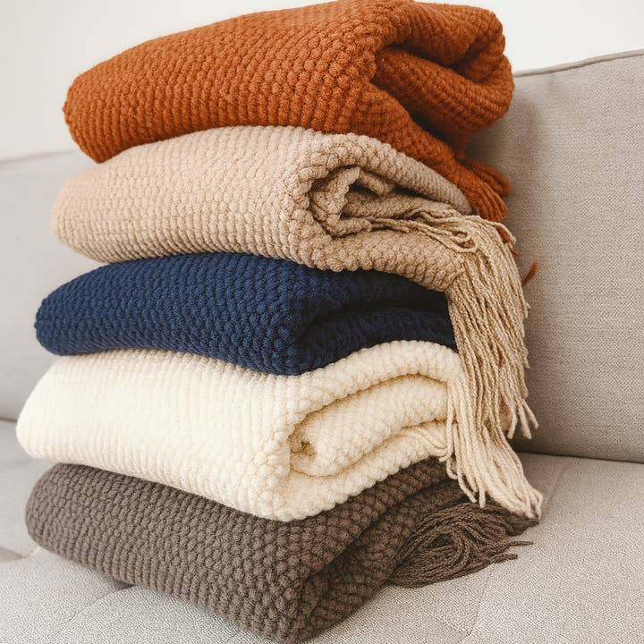 Knit Textured 50"x60" Throw Blanket with Fringe and other Purchase Wholesale bulk blankets. Free Returns & Net 60 Terms on Faire trending on Faire.