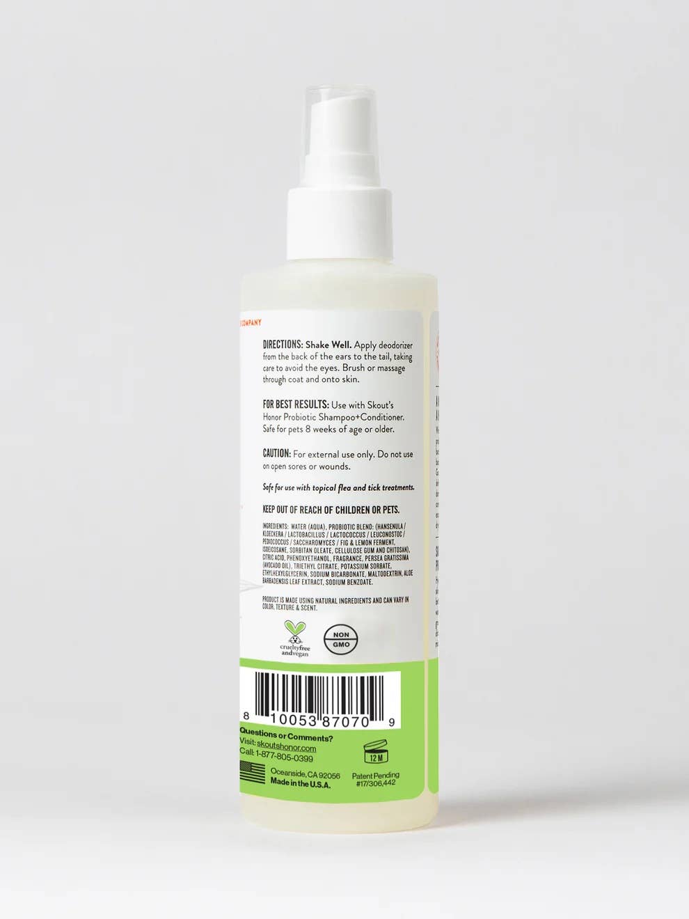 Pet Palette Distribution - Wholesale Pet Deodorizing Spray - Skout's Honor Probiotic Deodorizer Sunkissed Coconut 8oz1