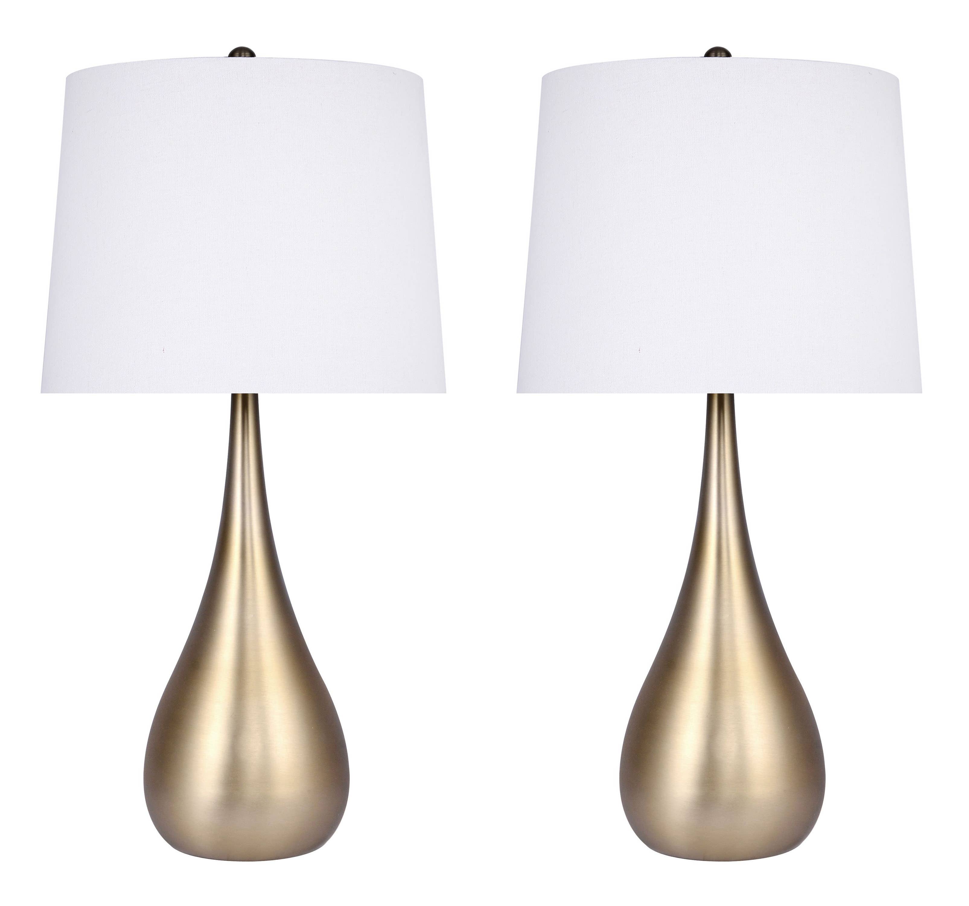 LumiSource and Grandview Gallery - Wholesale Accent/Desk Lamp - 29" Pebble Metal Table Lamps Teardrop Linen Shades (2PK)7