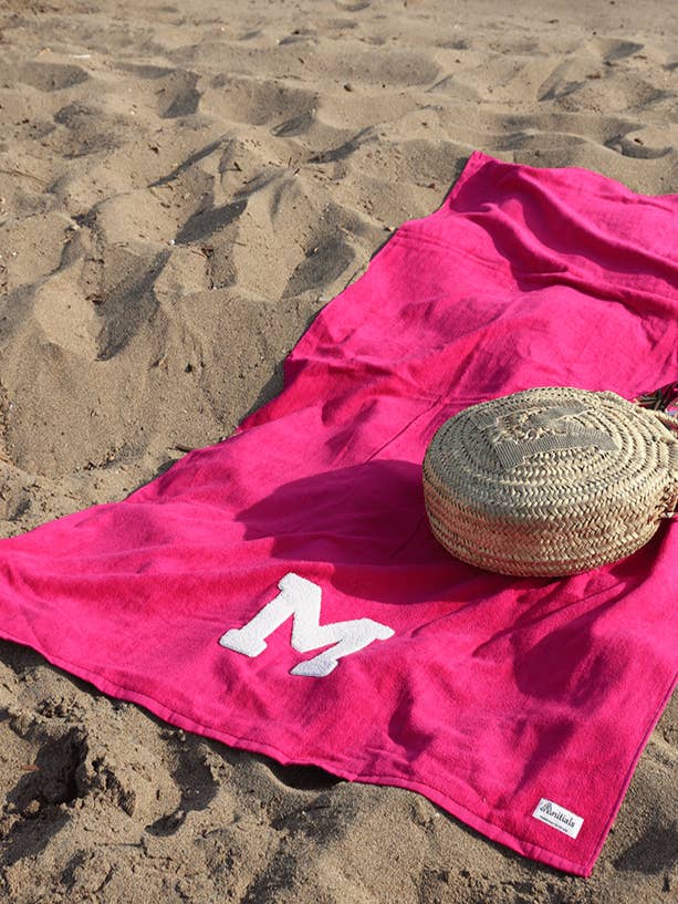 FUCHSIA TOWEL | ONE OR MORE LARGE INITIALS TERRY for wholesale by Anitials