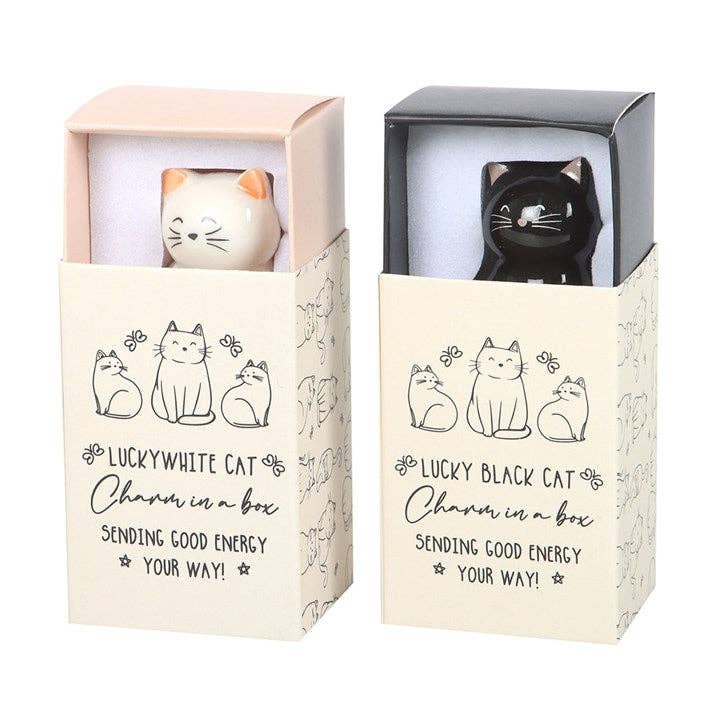 Something Different Wholesale - Wholesale Decorative Figurine - Set of 24 White & Black Lucky Cat Charms in a Box2