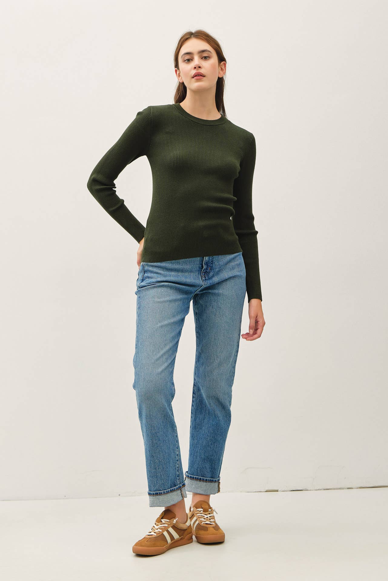 Be Cool - Wholesale Knit Sweater - Women's - CLASSIC CREWNECK LONG SLEEVE RIB SWEATER 7