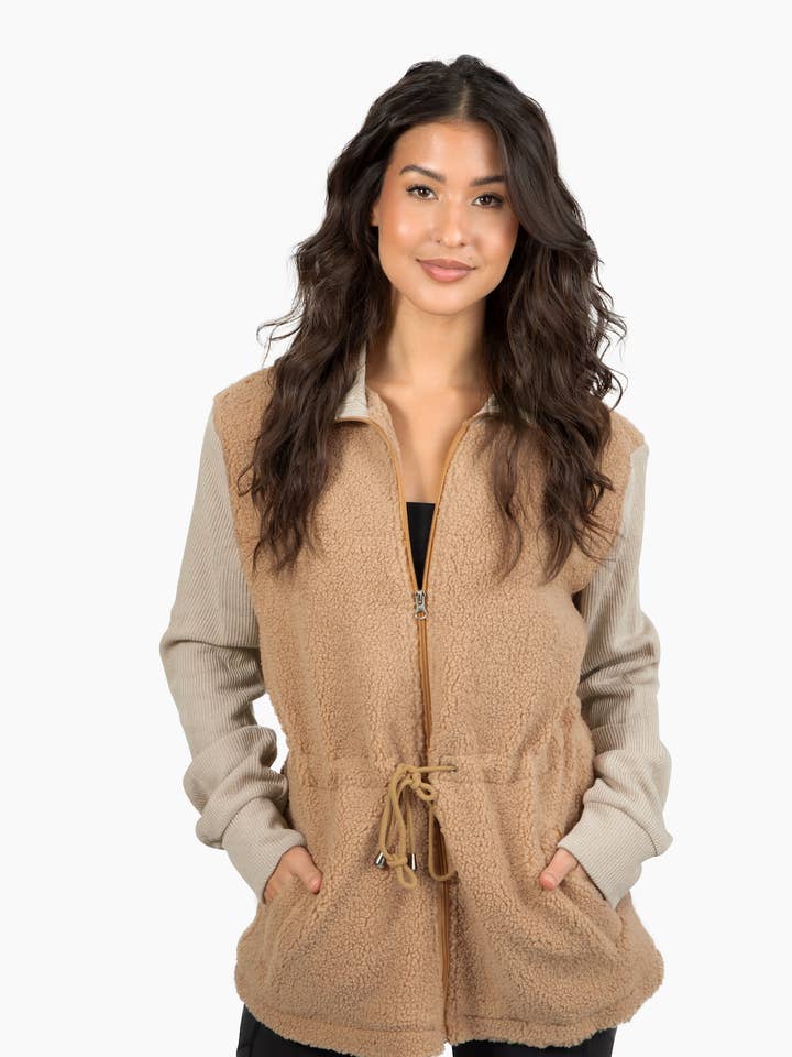 The Gabs Mixed Material Sherpa for wholesale by Urban Luxe Lifestyles