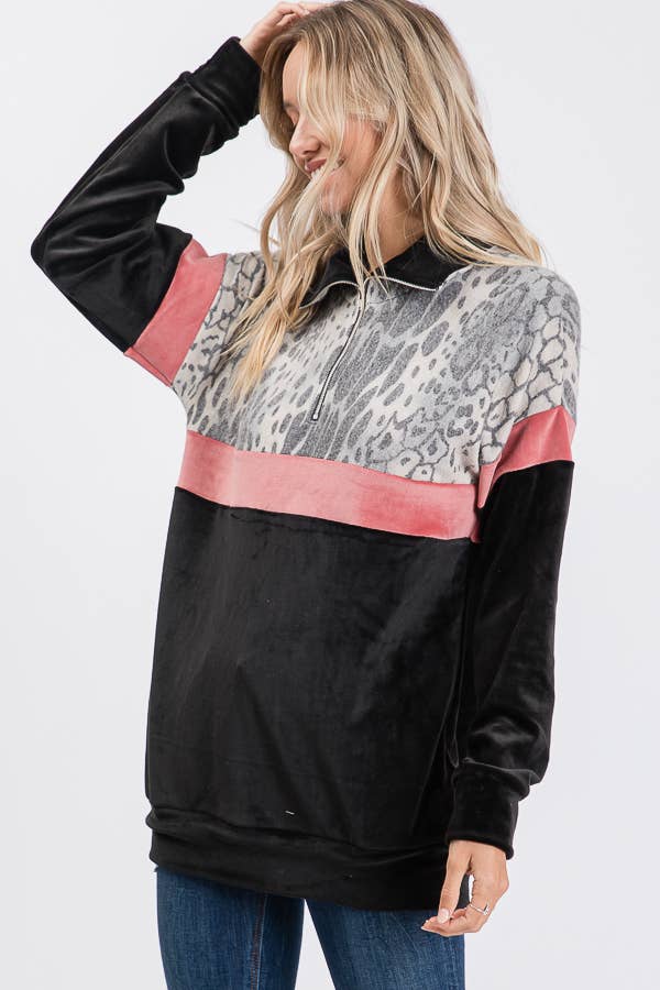 7th Ray - Wholesale Sweatshirt - Women's - Everyday Casual Half-Zip Activewear Sweatshirt T273313