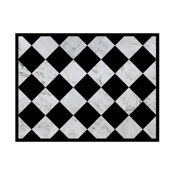 Tapis en vinyle à damier moyen en marbre pour la vente par Davanti/Vía Deco Home