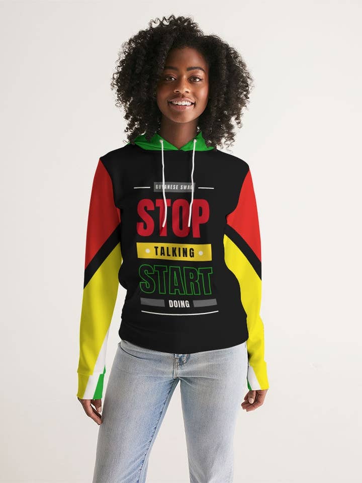 Guyanese Swag™ Stop Talking And Start Doing Women's Long Sleeve Hoodie for wholesale by Guyanese Swag