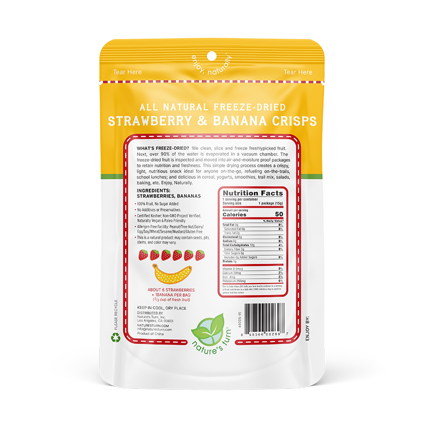 Nature's Turn - Wholesale Dried/Dehydrated Fruit - Freeze-Dried Strawberry & Banana Crisps6