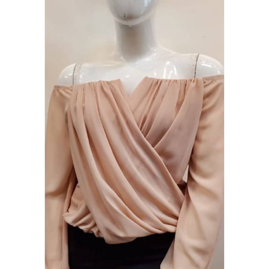 Curve Market - Wholesale Blouse - Women's - PLUS SIZE CHIFFON OFF THE SHOULDER SURPLICE TOP3