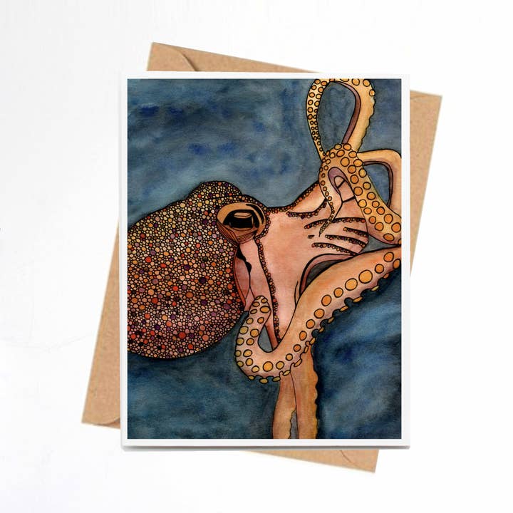 Carte-note « Tentacules » faite à la main pour la vente par PinkPolish Design