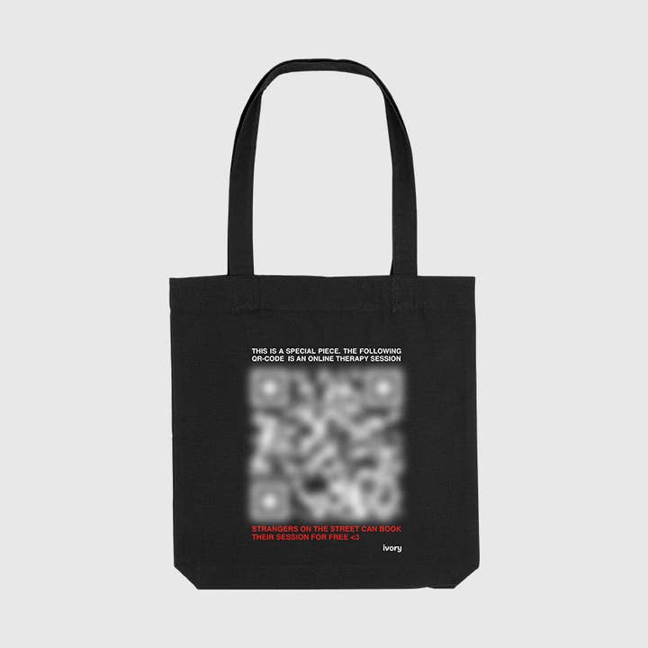 MENTALE GEZONDHEID TOTE BAG ZWART voor wholesale door Ivory Therapy