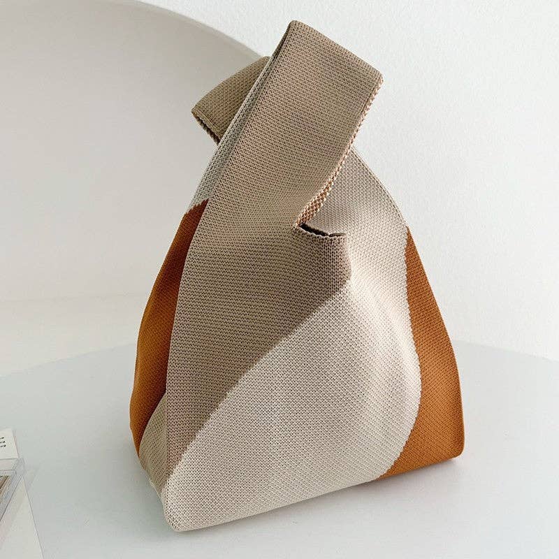 UZ Wholesale Store - Vente Tote bag – femme - Sac tricoté minimaliste polyvalent à blocs de couleurs2