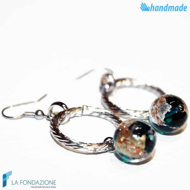 London oorbellen met hanger van Murano-glas voor wholesale door La Fondazione - Handmade Murano Glass