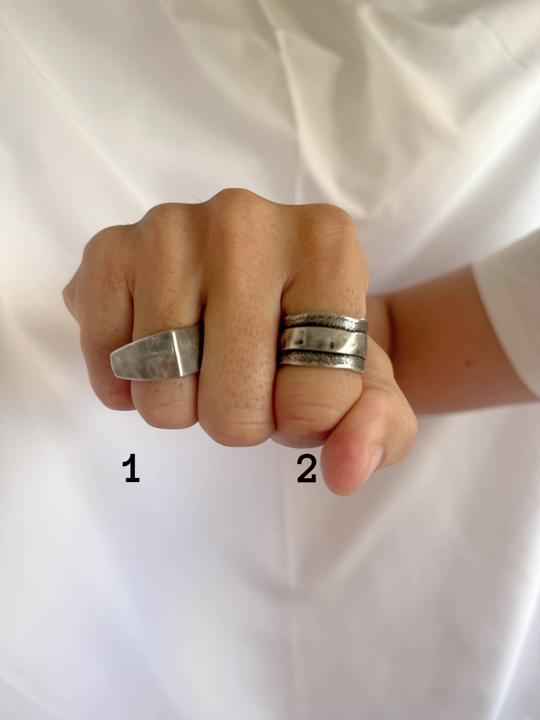 Christina Christi - Wholesale Band/gestapelde ring - Herenring set van twee zilveren verstelbare ringen1