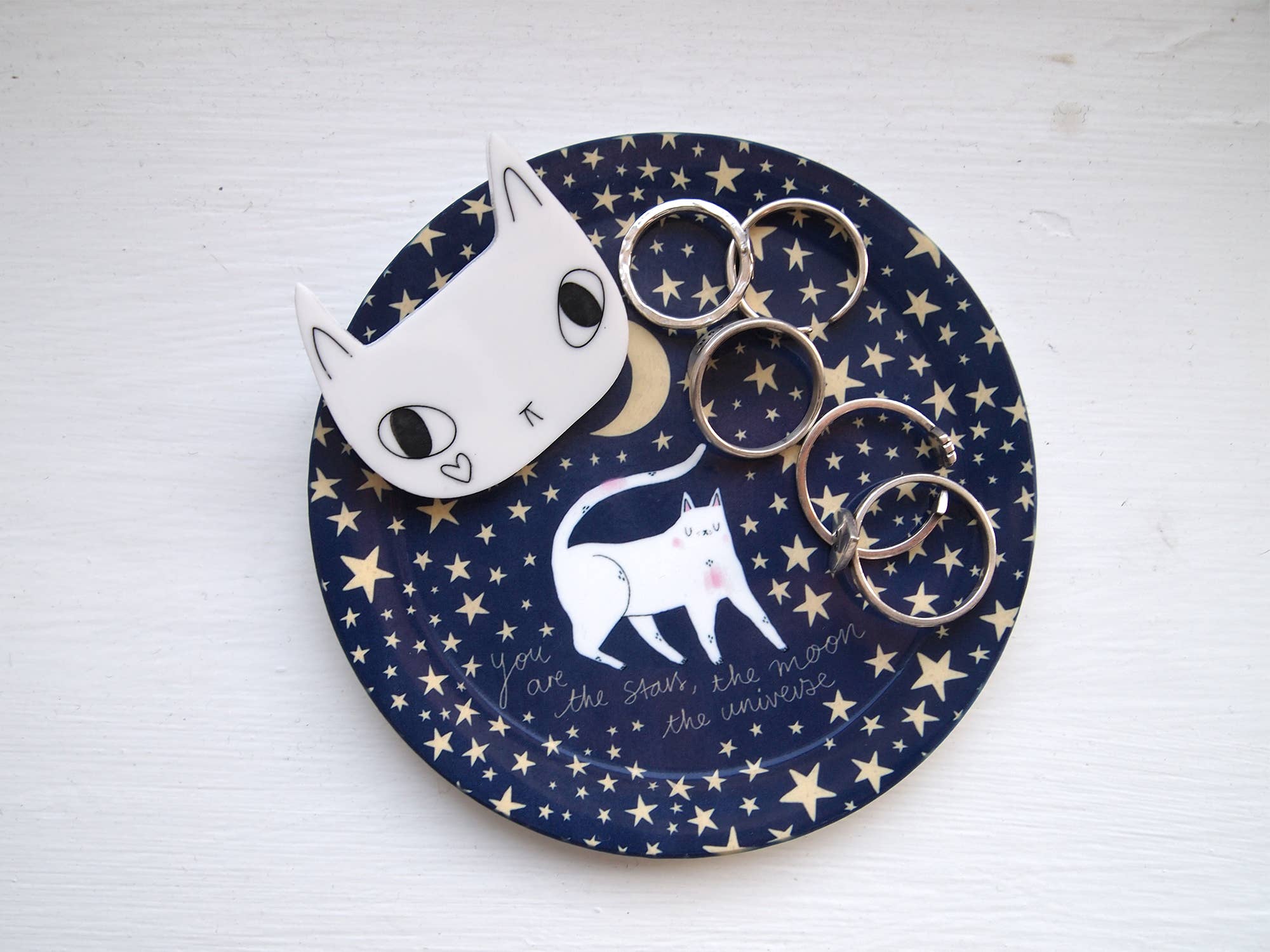 I LIKE CATS – wholesale Jewellery dish – Cat moon and stars ring dish trinket tray6