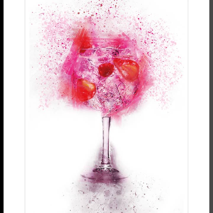 Pink Gin set of 2 splatter wall art prints for wholesale by Woolly Mammoth Media