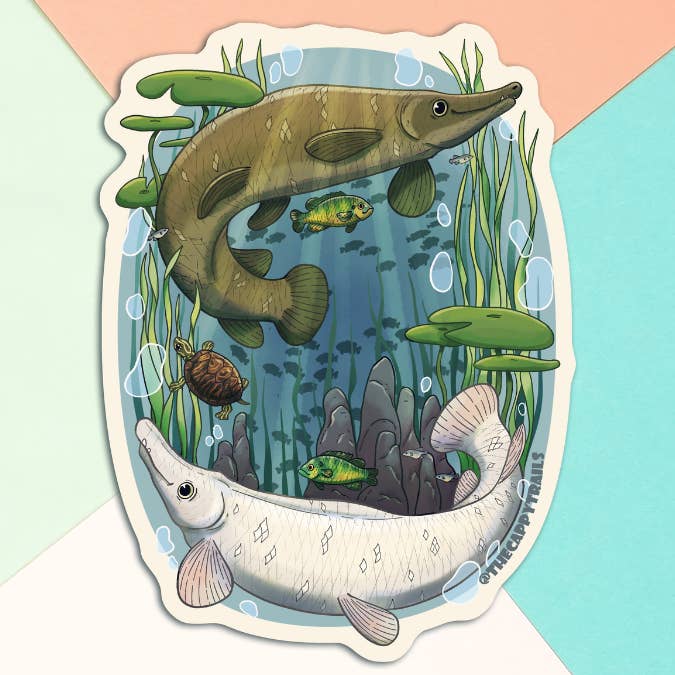 Alligator Gar Fish Sticker for wholesale by Cappy Trails