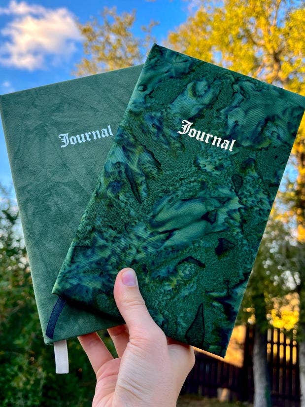 Handmade Puffy Journal – Upcycled Thrifted Fabric, 100 Pages for wholesale by Petrichor & Co.