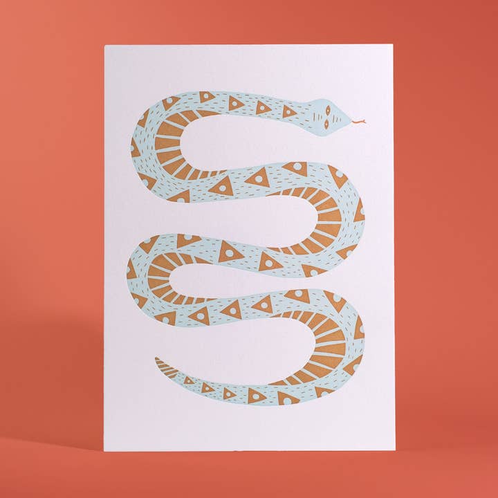 Impression d'art 5x7" Lettrepress Serpent pour la vente par Half Pint Studio
