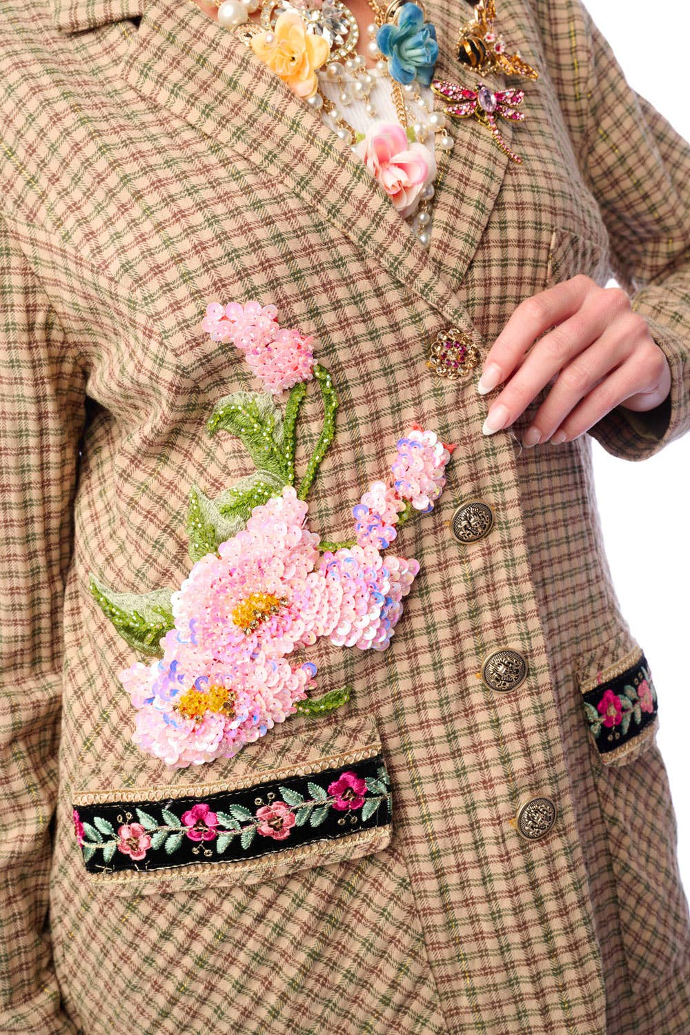 Aratta | Women's Fashion - Wholesale Blazer - Women's - Diana Beige Floral Blazer | Plaid Blazer | Flowery Jacket16