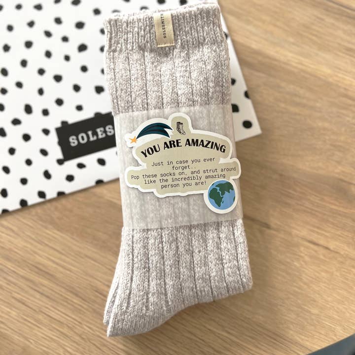 Solesmith - Wholesale Socks - Unisex - You Are Amazing Wrapped Super Soft Snug Gift Socks