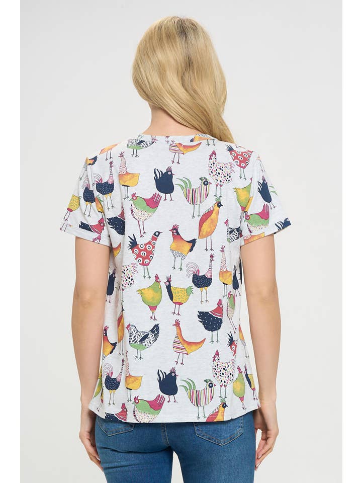 SM WARDROBE - Wholesale T-Shirt - Women's - ROOSTER PRINT T-SHIRT