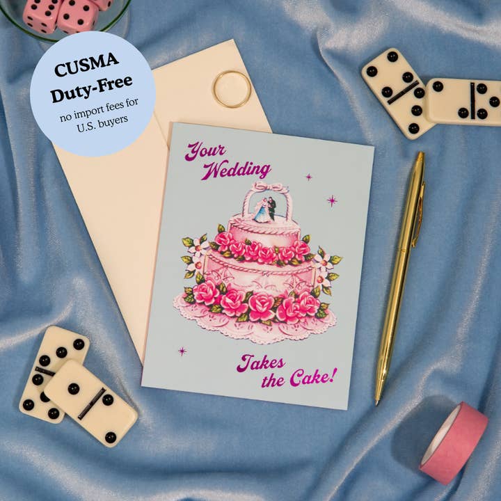 Wedding Takes the Cake – Foil Wedding Card for wholesale by Lucky Goods Paper