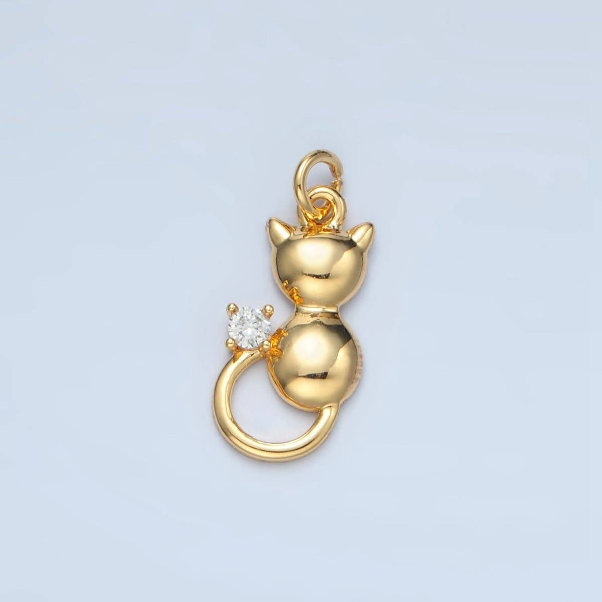 Aim Eternal - Venta al por mayor Abalorios/colgantes individuales - Charm de Animal Mascota Gatito Mini CZ Relleno de Oro de 24K en Oro y Plata | E3800