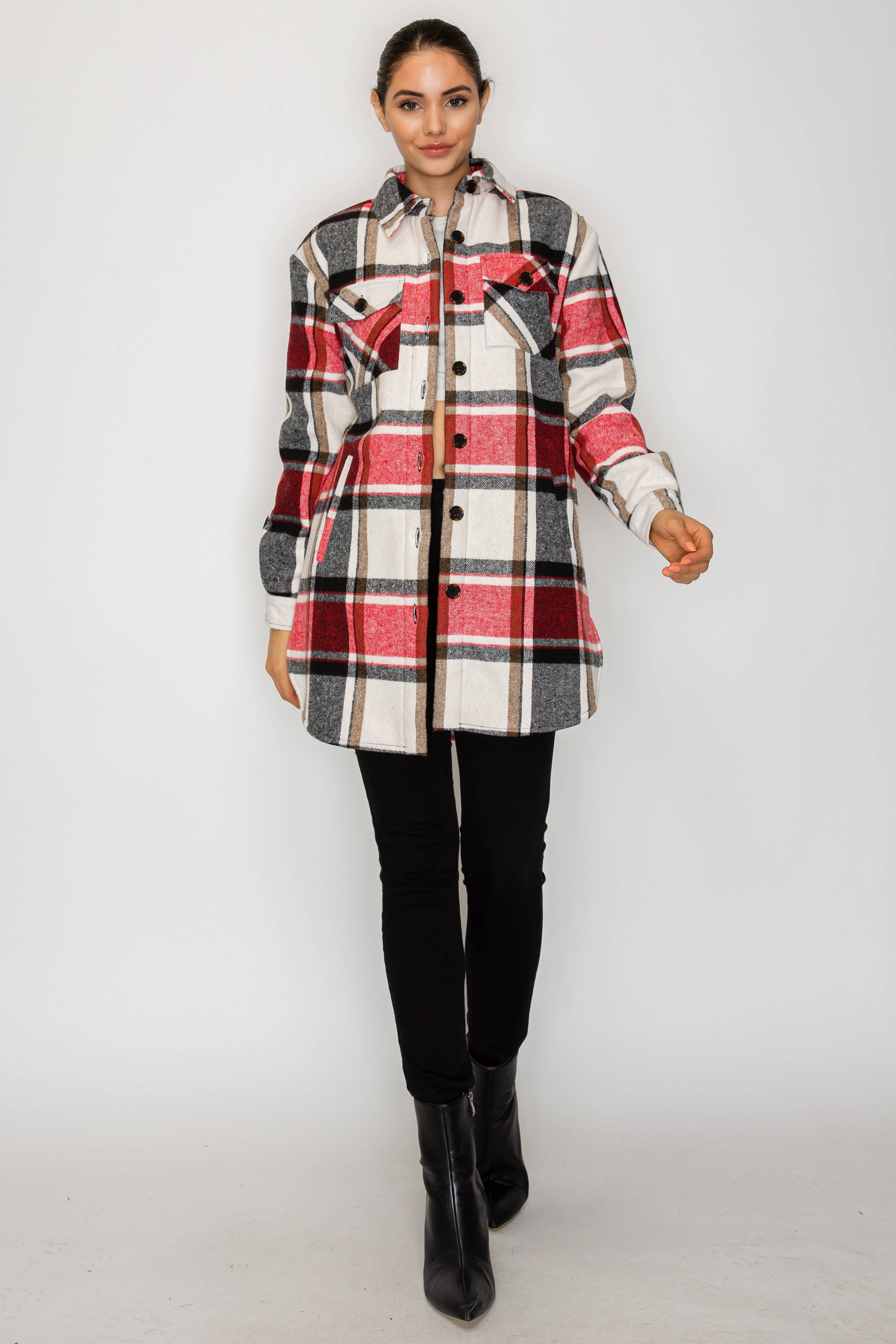 PATRONCITO USA INTERNATIONAL, INC - Wholesale Shirt Jacket/Shacket - Women's - Women Plaid Long Button Shirts Jackets (Shakets) LJ450-202544