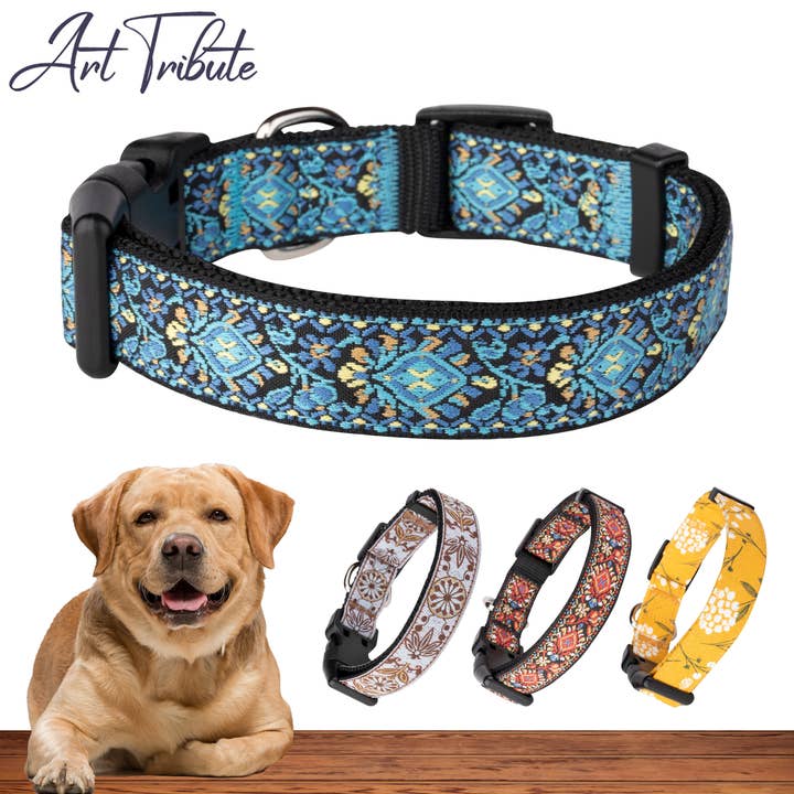 Blue woven Dog collar for wholesale by Gradzo