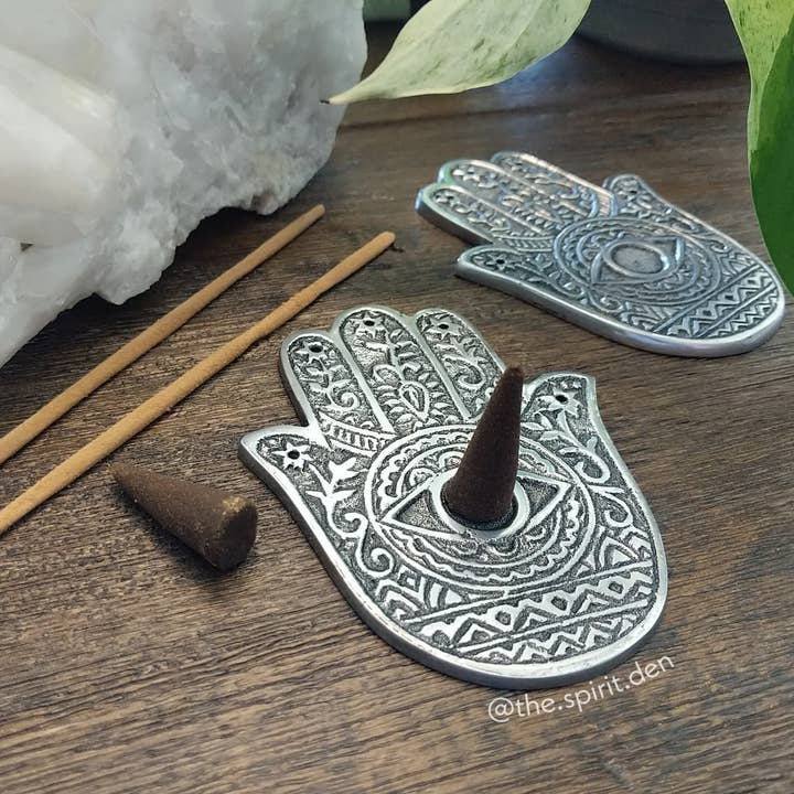 Liv Rocks – wholesale Incense holder – Hamsa Hand Metal Incense Holder, Cone Burner
