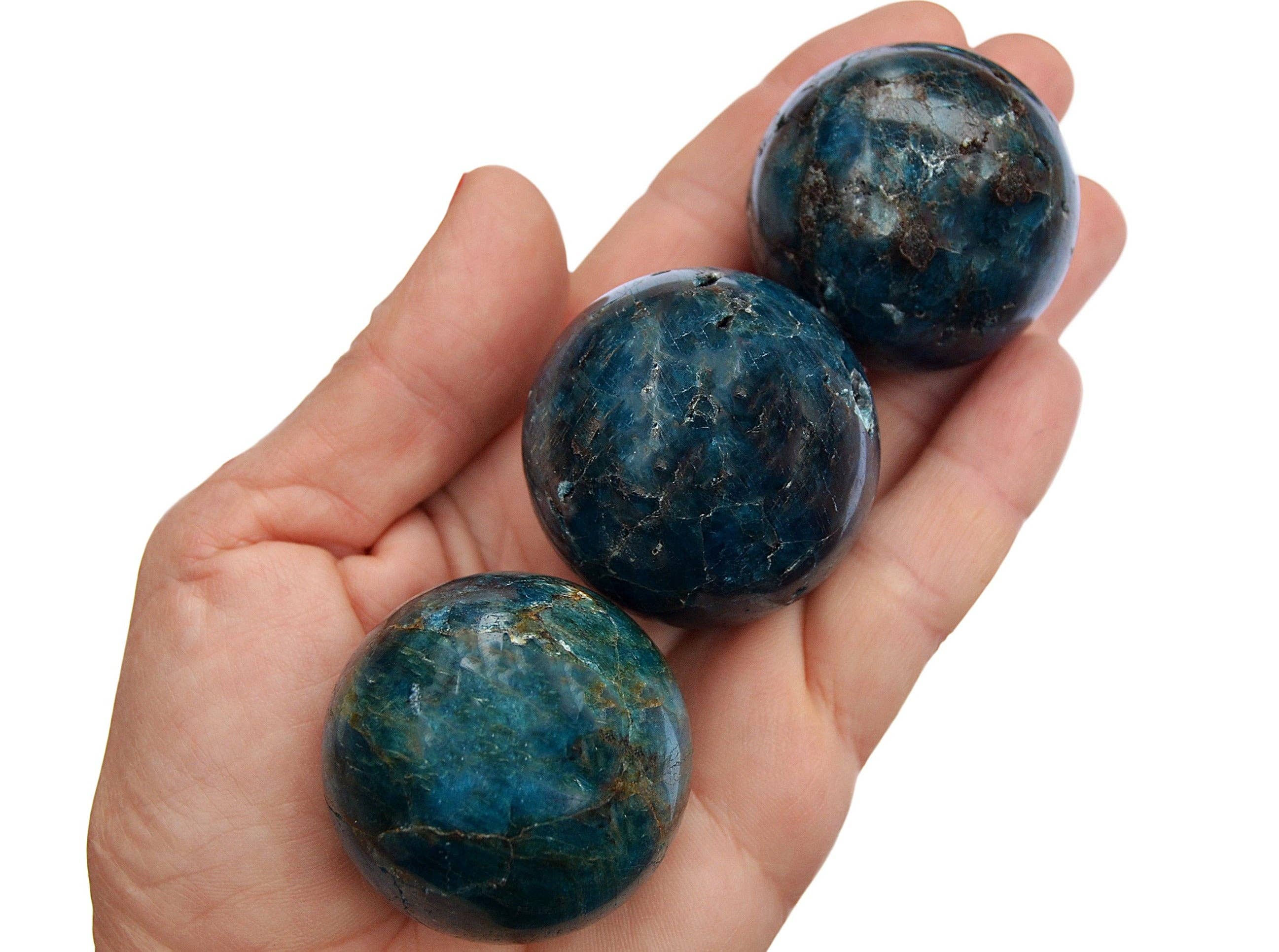 Kaia & Crystals – wholesale Spiritual stone/crystal – Blue Apatite Sphere Stone (25mm - 45mm) - Crystal Ball2