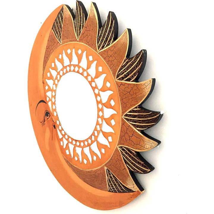 OMA - Eclectic Home - Wholesale Wall Mirror - Celestial Moon Wall Decor Mirror Mosaic Glass Mix Colors 16"2