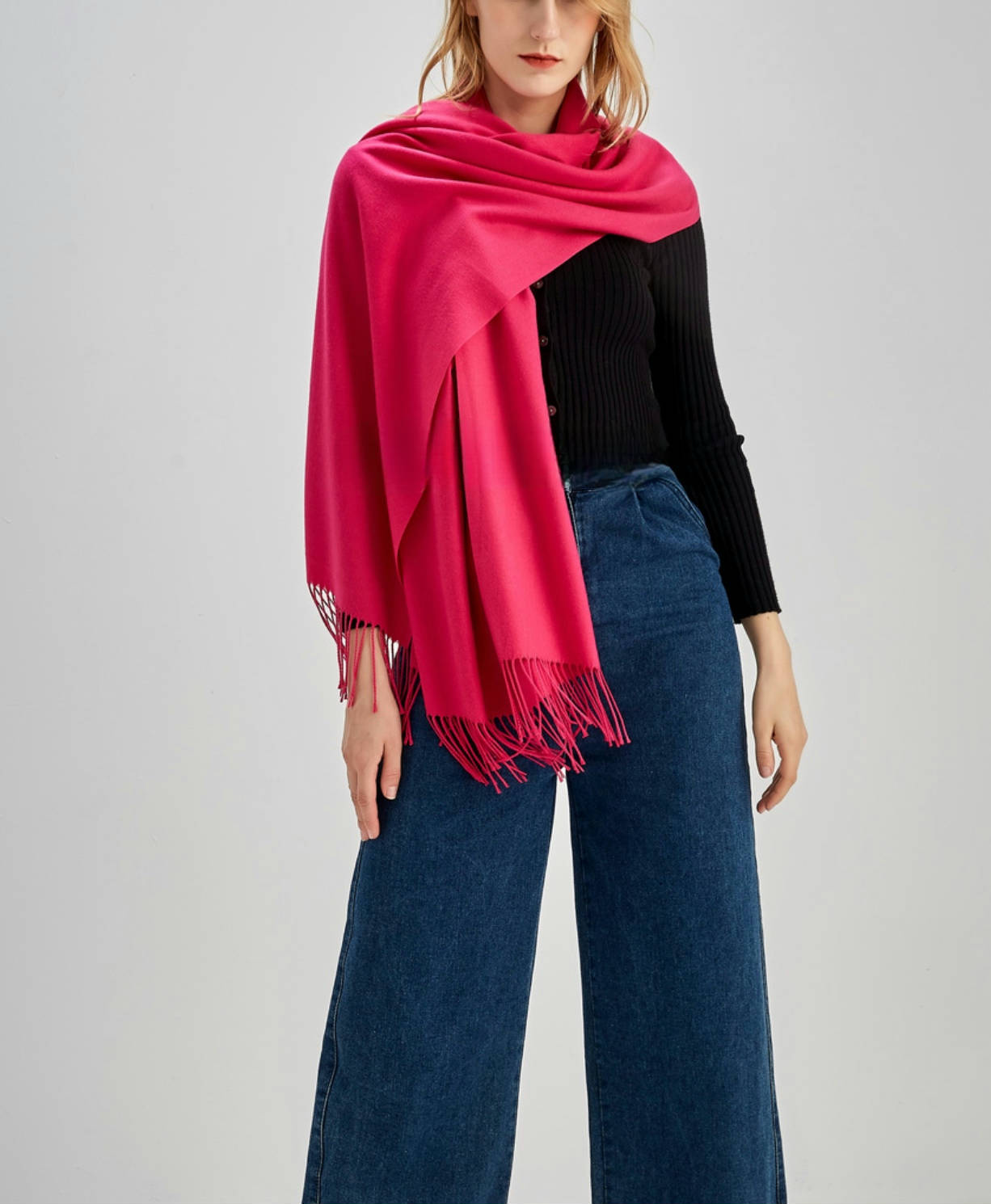 Aavion - Wholesale Scarf - Women's - Super Soft Plain Tassel Scarf Classic Wrap 200 cm x 65 cm19