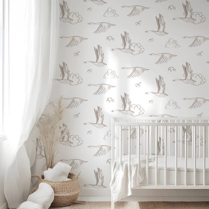 LILIPINSO - Wholesale Wallpaper - NATURAL - Papier peint oies et nuages3