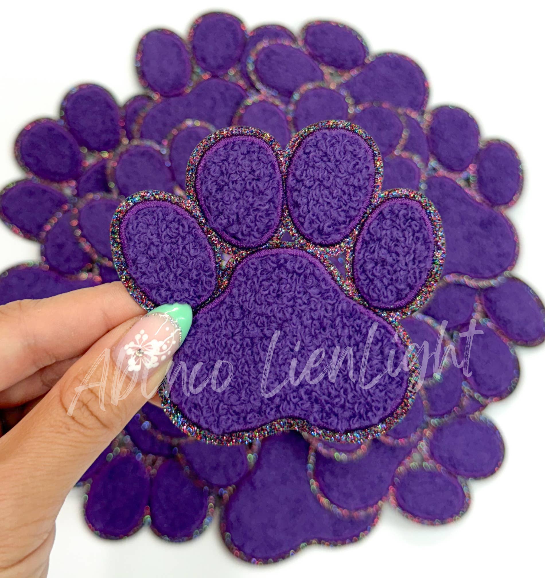 ABLNco - Wholesale Patch - dark purple chenille paw print trucker hat patch iron on